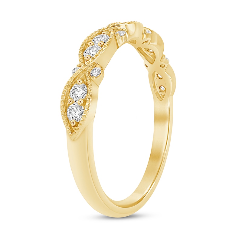 Main Image 2 of 1/4 CT. T.W. Diamond Vintage-Style Anniversary Band in 10K Gold