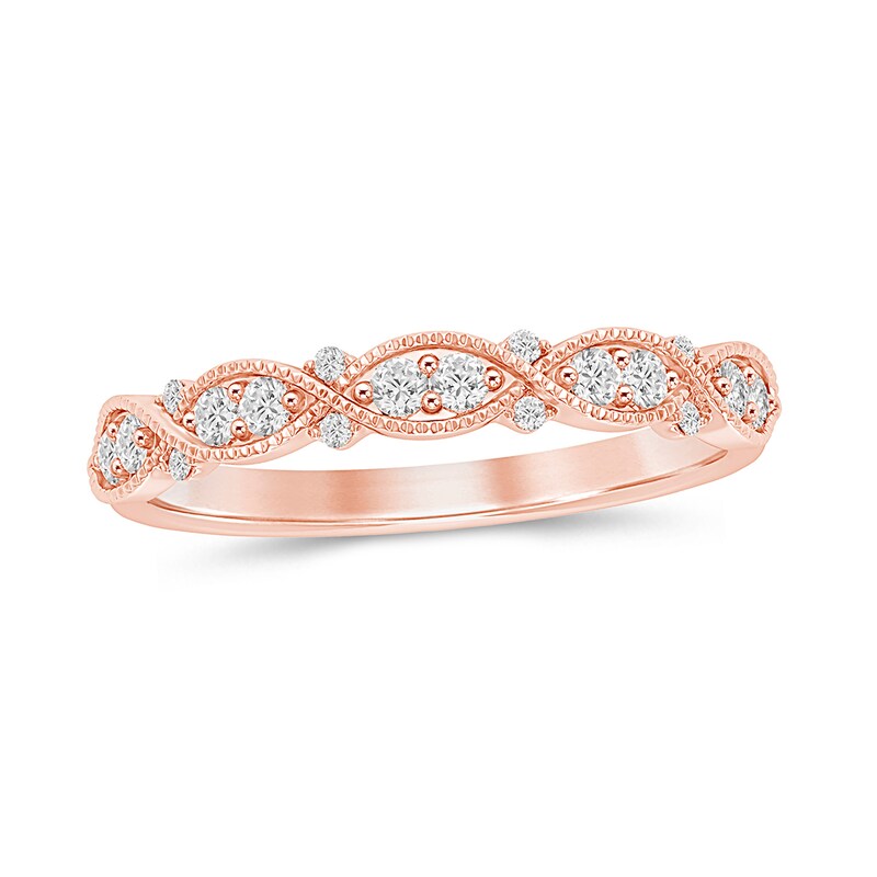 Main Image 1 of 1/4 CT. T.W. Diamond Vintage-Style Anniversary Band in 10K Rose Gold