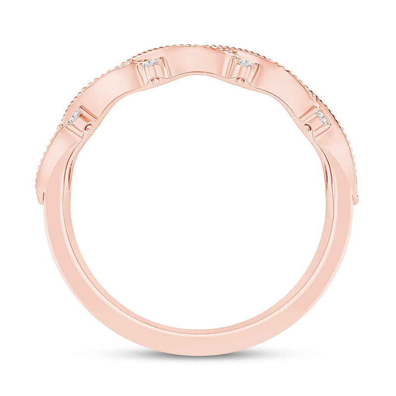 Main Image 3 of 1/4 CT. T.W. Diamond Vintage-Style Anniversary Band in 10K Rose Gold