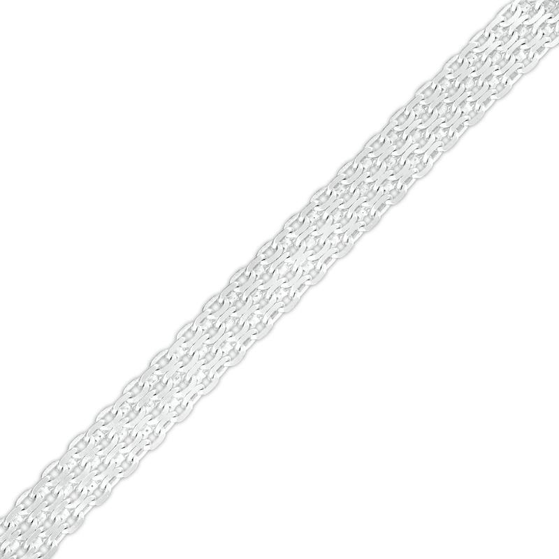 Main Image 1 of 1/10 CT. T.W. Diamond Heart Lock and Key Dangle Charm Bracelet in Sterling Silver - 7.25"