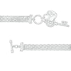 Thumbnail Image 3 of 1/10 CT. T.W. Diamond Heart Lock and Key Dangle Charm Bracelet in Sterling Silver - 7.25"