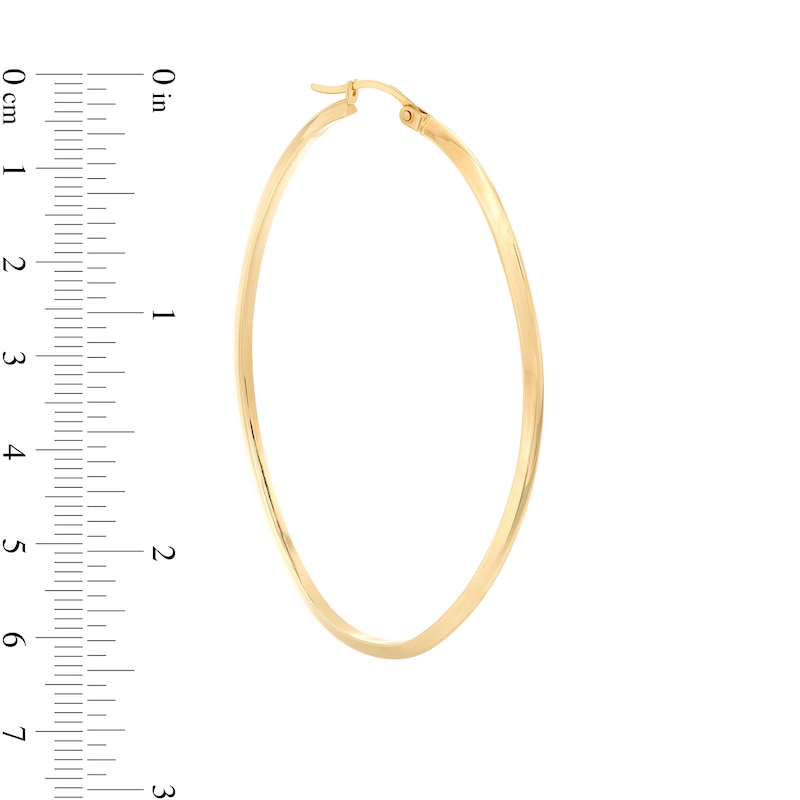 Main Image 3 of 60.0mm Knife Edge Tube Oval Hoop Earrings in 10K Gold