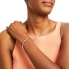 Thumbnail Image 2 of 1/6 CT. T.W. Diamond Mismatch Double Heart Open Bangle in Sterling Silver
