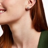 Thumbnail Image 2 of Diamond Accent Solitaire Beaded Frame Ribbon Heart Stud Earrings in Sterling Silver