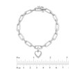 Thumbnail Image 4 of Diamond Accent Frame Heart Charm Paper Clip Link Bracelet in Sterling Silver