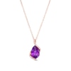 Thumbnail Image 1 of Pear-Shaped Amethyst and White Lab-Created Sapphire Bypass Pendant in Sterling Silver with 18K Rose Gold Plate