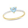 Thumbnail Image 1 of 5.0mm Heart-Shaped Swiss Blue Topaz and White Lab-Created Sapphire Promise Ring in 10K Gold