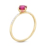 Thumbnail Image 2 of 5.0mm Cushion-Cut Lab-Created Ruby and White Lab-Created Sapphire Tilted Promise Ring in 10K Gold