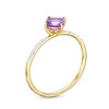 Thumbnail Image 2 of 5.0mm Cushion-Cut Amethyst and White Lab-Created Sapphire Tilted Promise Ring in 10K Gold
