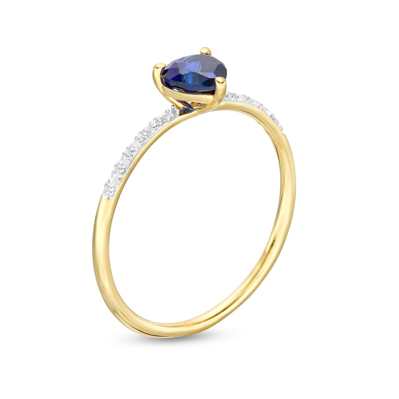 Main Image 2 of Heart-Shaped Blue and White Lab-Created Sapphire Promise Ring in 10K Gold - Size 7