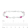 Thumbnail Image 3 of Oval Lab-Created Ruby and Diamond Accent Bypass Flame Bracelet in Sterling Silver - 7.25"
