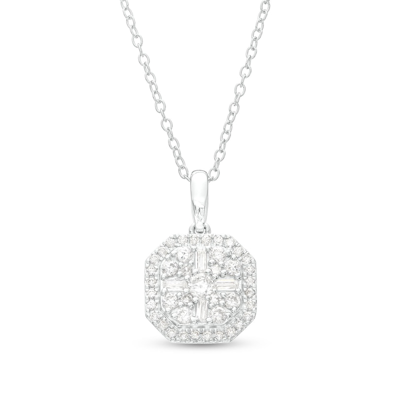 Main Image 1 of 3/8 CT. T.W. Multi-Diamond Octagonal Frame Pendant in 10K White Gold