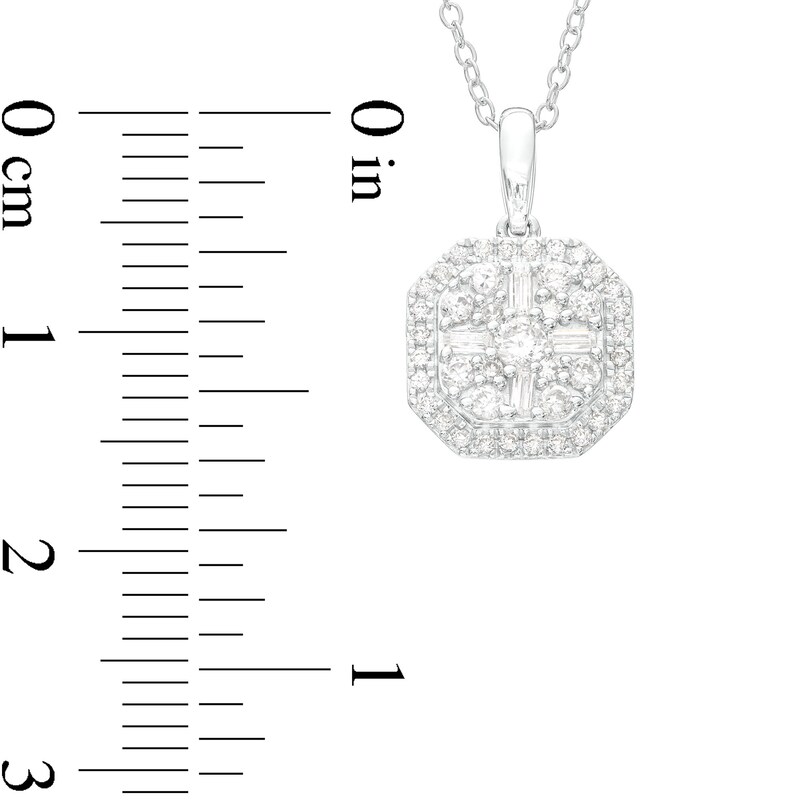 Main Image 3 of 3/8 CT. T.W. Multi-Diamond Octagonal Frame Pendant in 10K White Gold