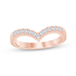 1/4 CT. T.W. Diamond Chevron Anniversary Band in 10K Rose Gold