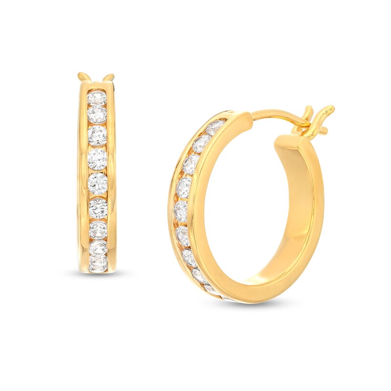Main Image 1 of 1/2 CT. T.W. Certified Lab-Grown Diamond Ten Stone Hoop Earrings in 14K Gold (F/SI2)