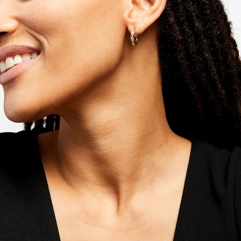 Main Image 2 of 1/2 CT. T.W. Certified Lab-Grown Diamond Ten Stone Hoop Earrings in 14K Gold (F/SI2)