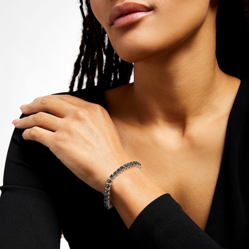 Main Image 2 of 3 CT. T.W. Black Diamond Tennis Bracelet in Sterling Silver - 7.5"