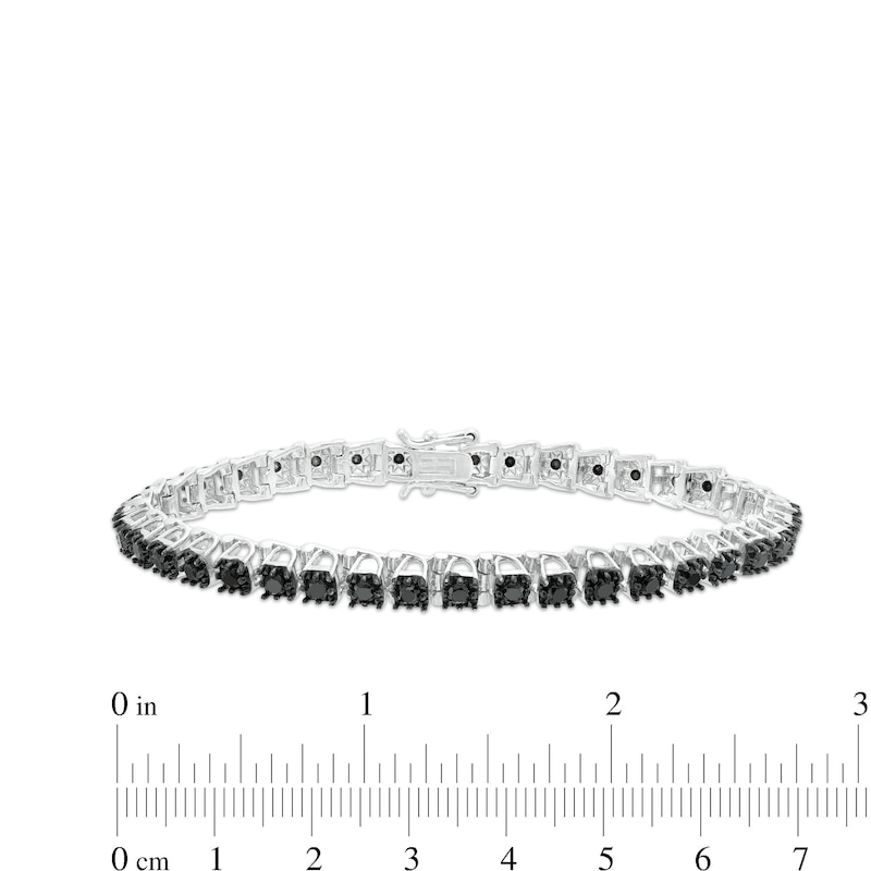 Main Image 4 of 3 CT. T.W. Black Diamond Tennis Bracelet in Sterling Silver - 7.5"