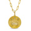 Thumbnail Image 1 of Blue Sapphire Cancer Zodiac Symbol Textured Frame Medallion Pendant in Sterling Silver with 14K Gold Plate