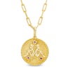 Thumbnail Image 1 of Amethyst Gemini Zodiac Symbol Textured Frame Medallion Pendant in Sterling Silver with 14K Gold Plate
