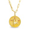 Thumbnail Image 1 of Ruby Aries Zodiac Symbol Textured Frame Medallion Pendant in Sterling Silver with 14K Gold Plate
