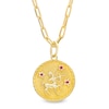 Thumbnail Image 0 of Ruby Sagittarius Zodiac Symbol Textured Frame Medallion Pendant in Sterling Silver with 14K Gold Plate