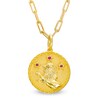 Thumbnail Image 1 of Ruby Leo Zodiac Symbol Textured Frame Medallion Pendant in Sterling Silver with 14K Gold Plate