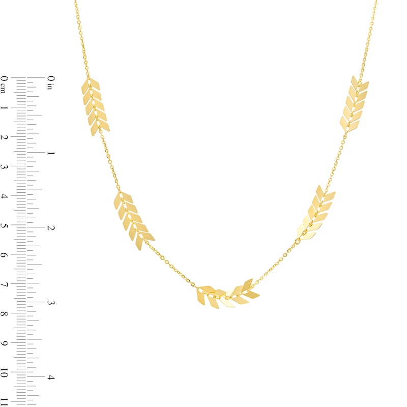 Main Image 4 of Chevron Leaf Station Necklace in 10K Gold