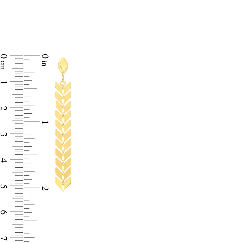 Main Image 3 of Chevron Leaf Drop Earrings in 10K Gold
