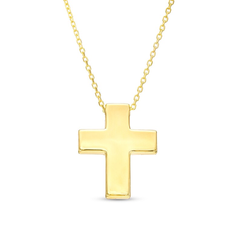 Main Image 1 of Diamond-Cut Puff Cross Pendant in 10K Gold