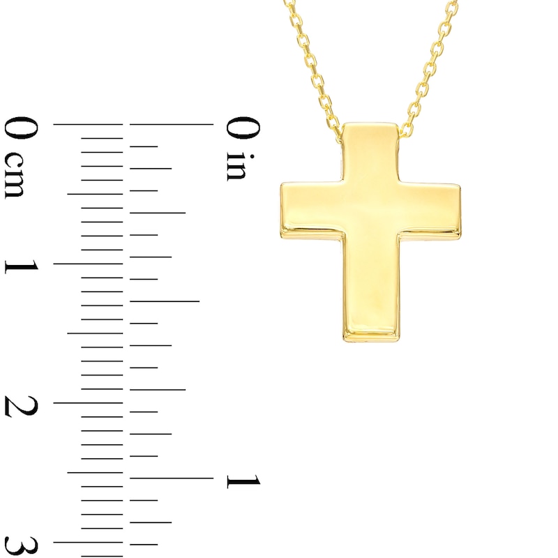 Main Image 3 of Diamond-Cut Puff Cross Pendant in 10K Gold