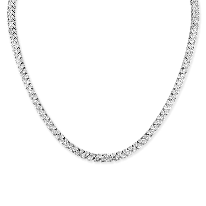 8 CT. T.W. Staggered Diamond Tennis Necklace in 14K White Gold
