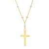 Thumbnail Image 1 of Diamond-Cut Brilliance Bead Station Cross Necklace in 10K Tri-Tone Gold