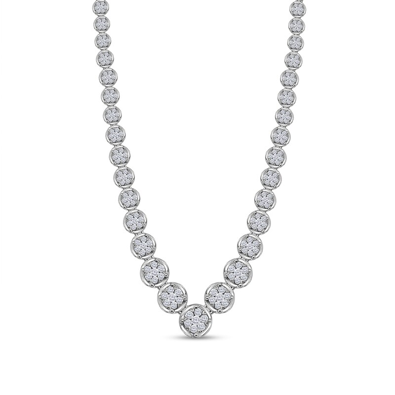 2 CT. T.W. Graduated Multi-Diamond Necklace in 10K White Gold