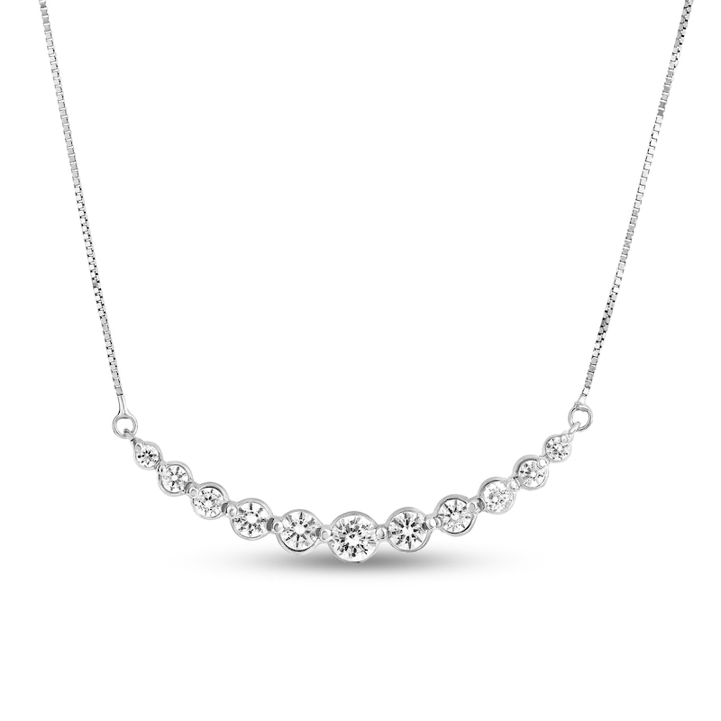 1 CT. T.W. Graduated Diamond Necklace in 10K White Gold