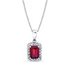 Thumbnail Image 1 of Emerald-Cut Garnet and 1/5 CT. T.W. Diamond Frame Pendant in 14K White Gold