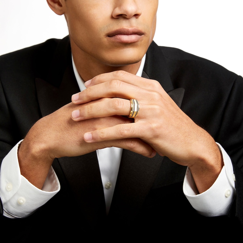 Main Image 2 of 1/2 CT. T.W. Champagne Diamond Double Row Wedding Band in 10K Gold