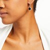 Thumbnail Image 2 of 10.0mm Cushion-Shaped Onyx and White Lab-Created Sapphire Frame Drop Earrings in Sterling Silver
