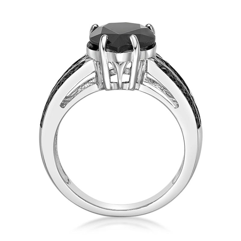Main Image 3 of Pear-Shaped Onyx and Black Spinel Multi-Row Ring in Sterling Silver