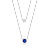 Thumbnail Image 1 of 6.0mm Hexagonal Blue and 4.0mm White Lab-Created Sapphire Double Strand Necklace in Sterling Silver - 16"