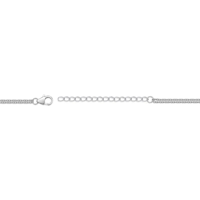Main Image 3 of 6.0mm Hexagonal Blue and 4.0mm White Lab-Created Sapphire Double Strand Necklace in Sterling Silver - 16"