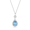 Thumbnail Image 0 of Pear-Shaped Swiss Blue and White Topaz Frame Pendant in Sterling Silver