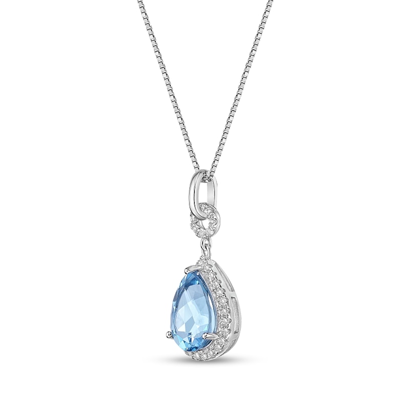 Pear-Shaped Swiss Blue and White Topaz Frame Pendant in Sterling Silver