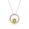 Thumbnail Image 0 of 5.0mm Peridot and White Topaz Open Circle Frame Pendant in Sterling Silver with 18K Rose Gold Plate