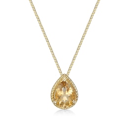 Pear-Shaped Citrine Rope-Textured Frame Pendant in Sterling Silver with 18K Gold Plate
