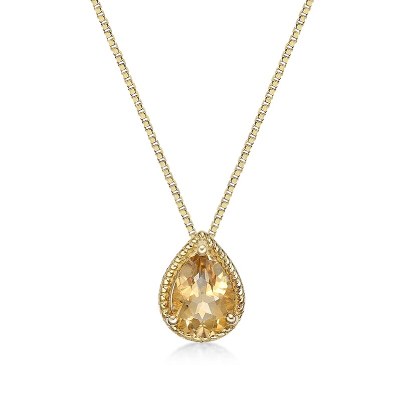 Main Image 1 of Pear-Shaped Citrine Rope-Textured Frame Pendant in Sterling Silver with 18K Gold Plate
