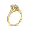Thumbnail Image 2 of Oval Green Quartz and White Lab-Created Sapphire Ring in Sterling Silver with 14K Gold Plate - Size 7
