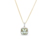 Thumbnail Image 1 of 8.0mm Cushion-Cut Green Quartz and White Lab-Created Sapphire Frame Pendant in Sterling Silver with 14K Gold Plate