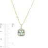 Thumbnail Image 2 of 8.0mm Cushion-Cut Green Quartz and White Lab-Created Sapphire Frame Pendant in Sterling Silver with 14K Gold Plate