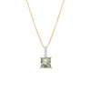Thumbnail Image 1 of 7.0mm Princess-Cut Green Quartz and White Lab-Created Sapphire Pendant in Sterling Silver with 14K Gold Plate
